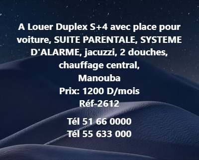 Mannouba La Mannouba Location Duplex Duplex avec place voiture