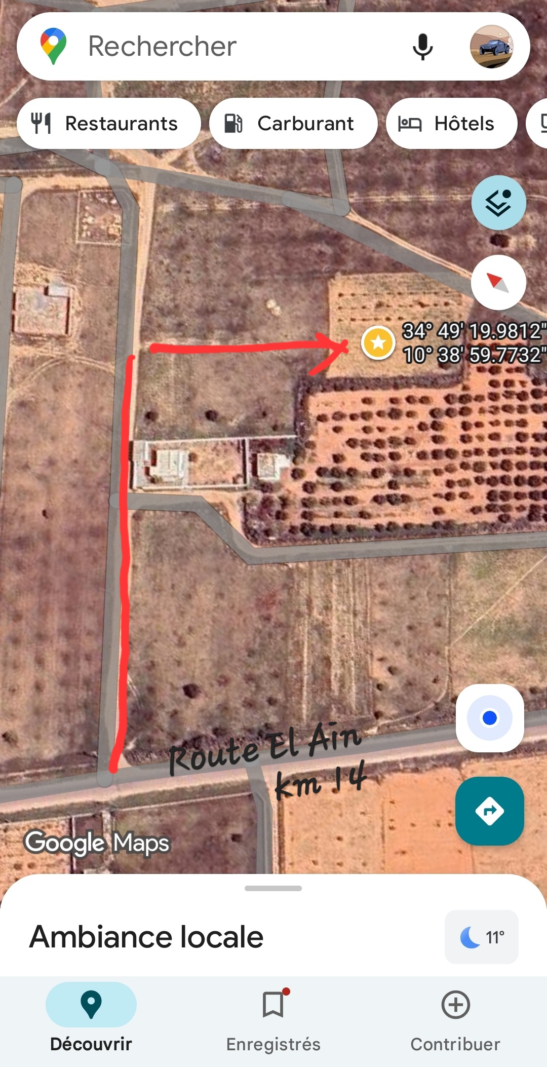Sfax Sud&nbsp;El Ain&nbsp;Terrain&nbsp;Terrain nu&nbsp;Terrain constructible 3 000 m route el ain km 14