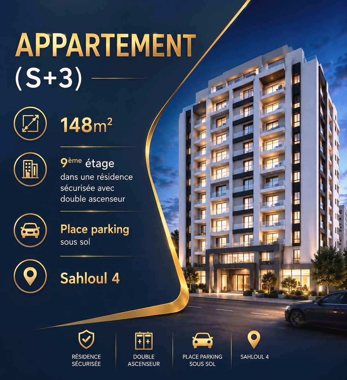 Sousse Jaouhara&nbsp;Sahloul&nbsp;Vente&nbsp;Appart. 4 pi�ces&nbsp;Tr�s cool appartement s3 � sahloul 4