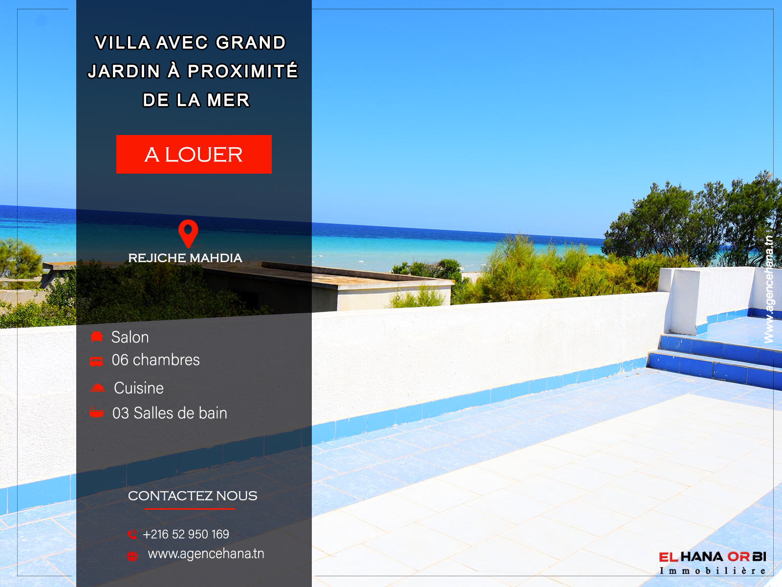 Mahdia&nbsp;Rejiche&nbsp;Location vacances&nbsp;Maisons&nbsp;Pour vacance villa rejiche