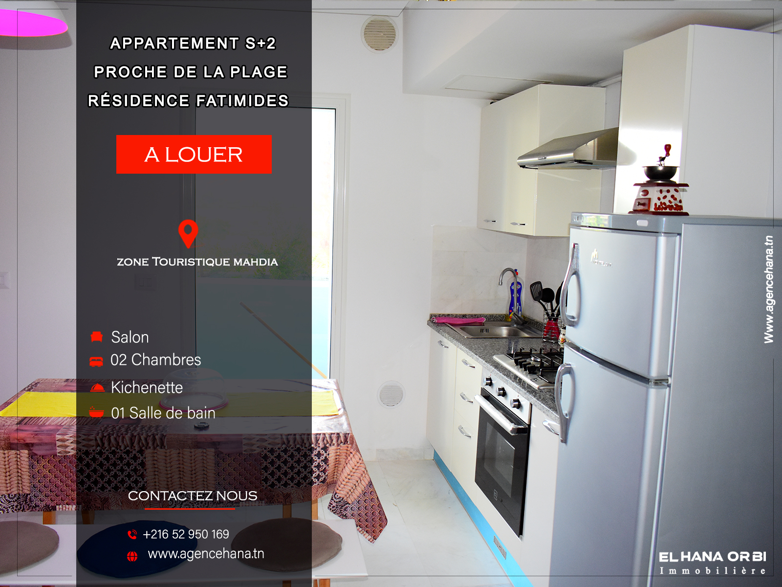 Mahdia&nbsp;Mahdia&nbsp;Location vacances&nbsp;Appart. 2 pi�ces&nbsp;Rz fatimide appartement s2