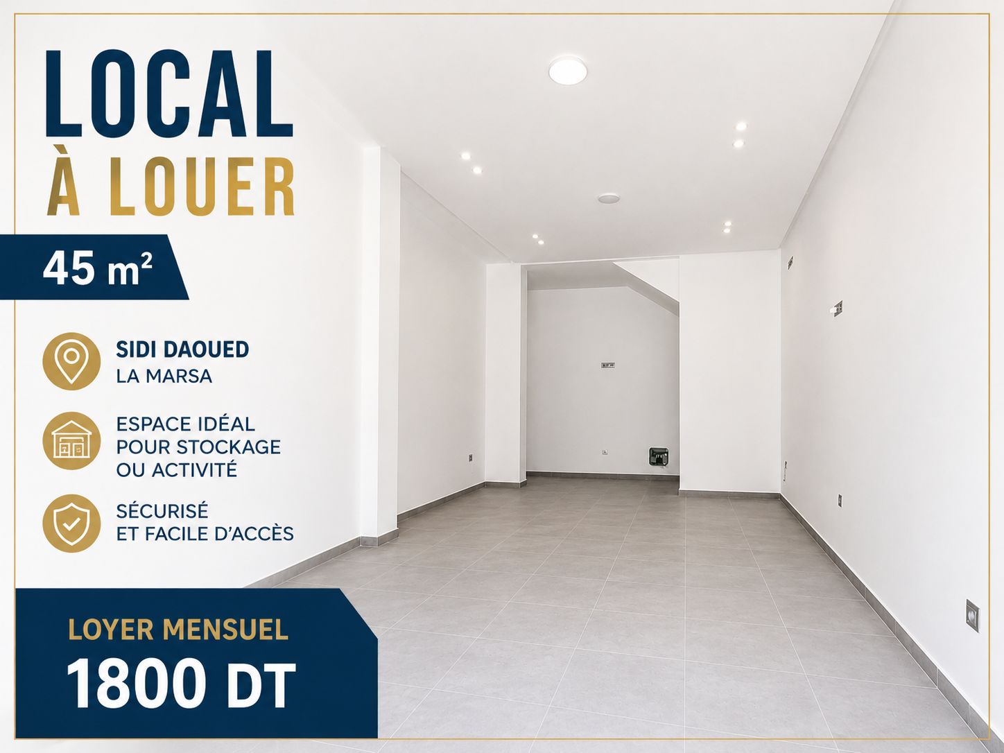 La Marsa&nbsp;Sidi Daoud&nbsp;Location&nbsp;Autre&nbsp;Local commercial neuf � sidi daoud
